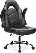 Computer Gaming Desk Chair - Ergonomic PU Leather with Comfy Lumbar Support, Height Adjustable Rolling Desk with