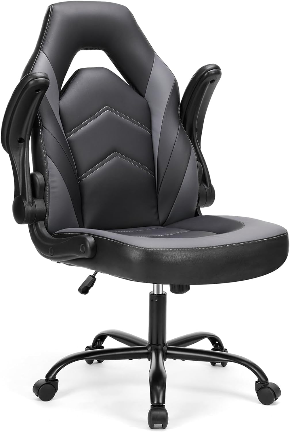 Computer Gaming Desk Chair - Ergonomic PU Leather with Comfy Lumbar Support, Height Adjustable Rolling Desk with