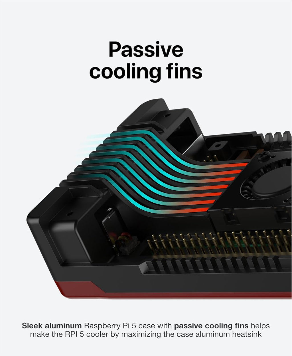 Argon NEO 5 Aluminum Case for Raspberry Pi 5 - Built-in Fan (BRED)