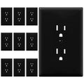 TG Mid-Size Decorative Duplex Outlet Covers Wall Plate, 10 Pack, Black