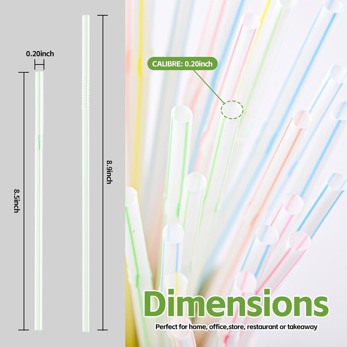 [200 Pack] 8.5" High Flexible Plastic Straws