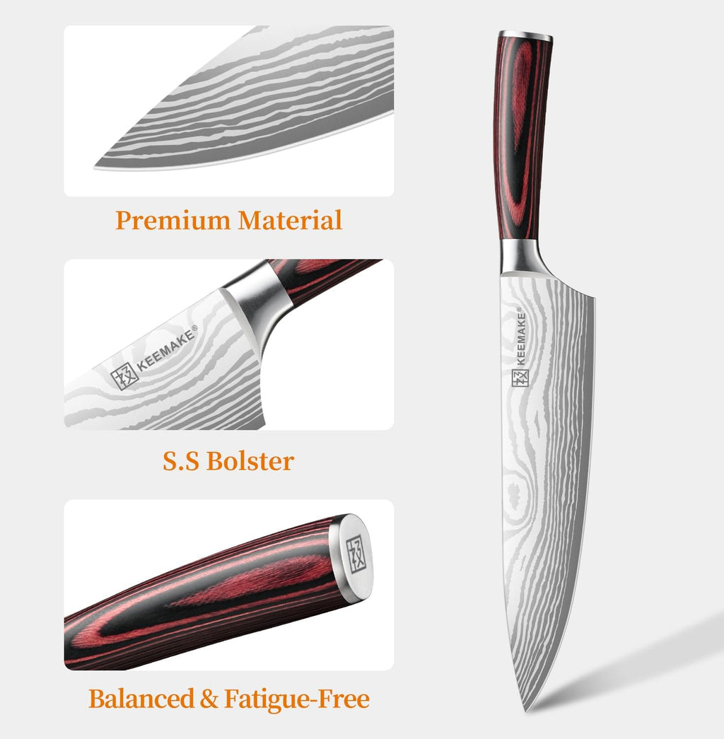 8" Chef Knife, Ultra Sharp Kitchen Knife with Ergonomic Handle