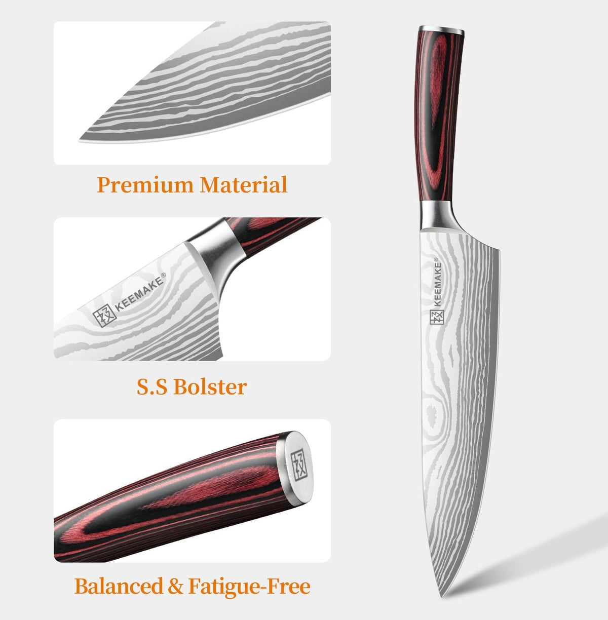 8" Chef Knife, Ultra Sharp Kitchen Knife with Ergonomic Handle