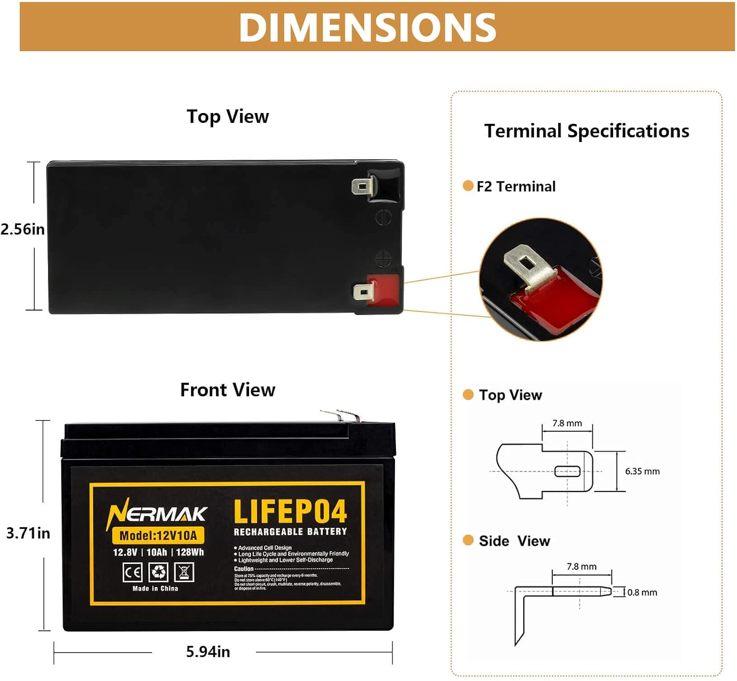2 Pack 12V 10Ah Lithium Ion LiFePO4 Deep Cycle Battery, 2000+ Cycles Rechargeable Battery for Solar/Wind Power
