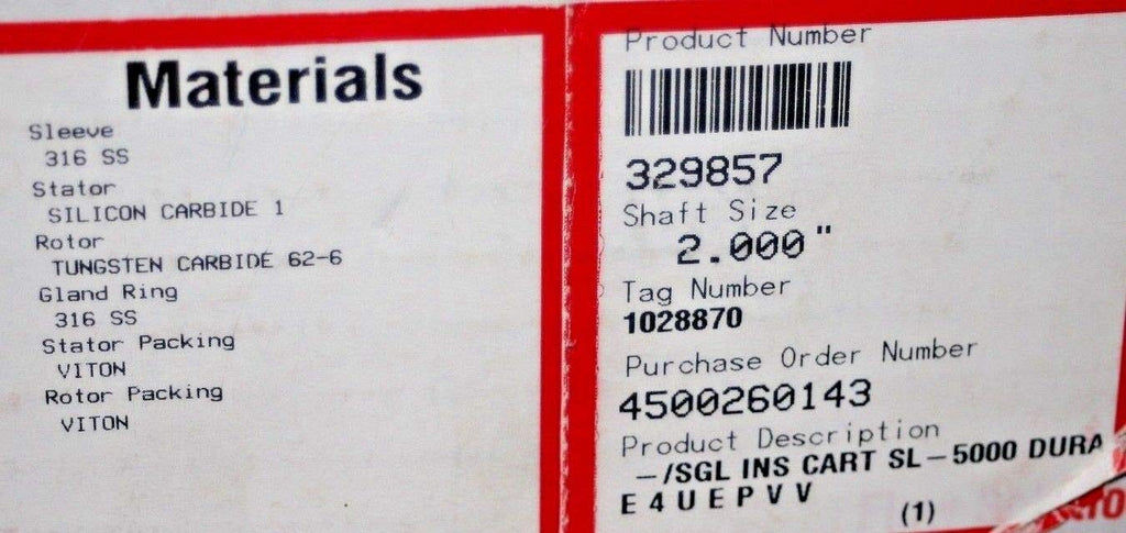2.00" Shaft Mechanical Seal Flowserve 329857