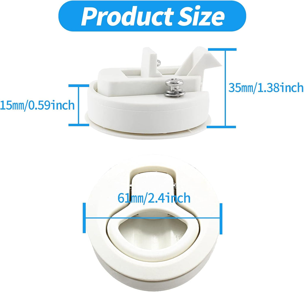 2 Pack 2 Inch Flush Pull Slam Latch, Plastic (White)