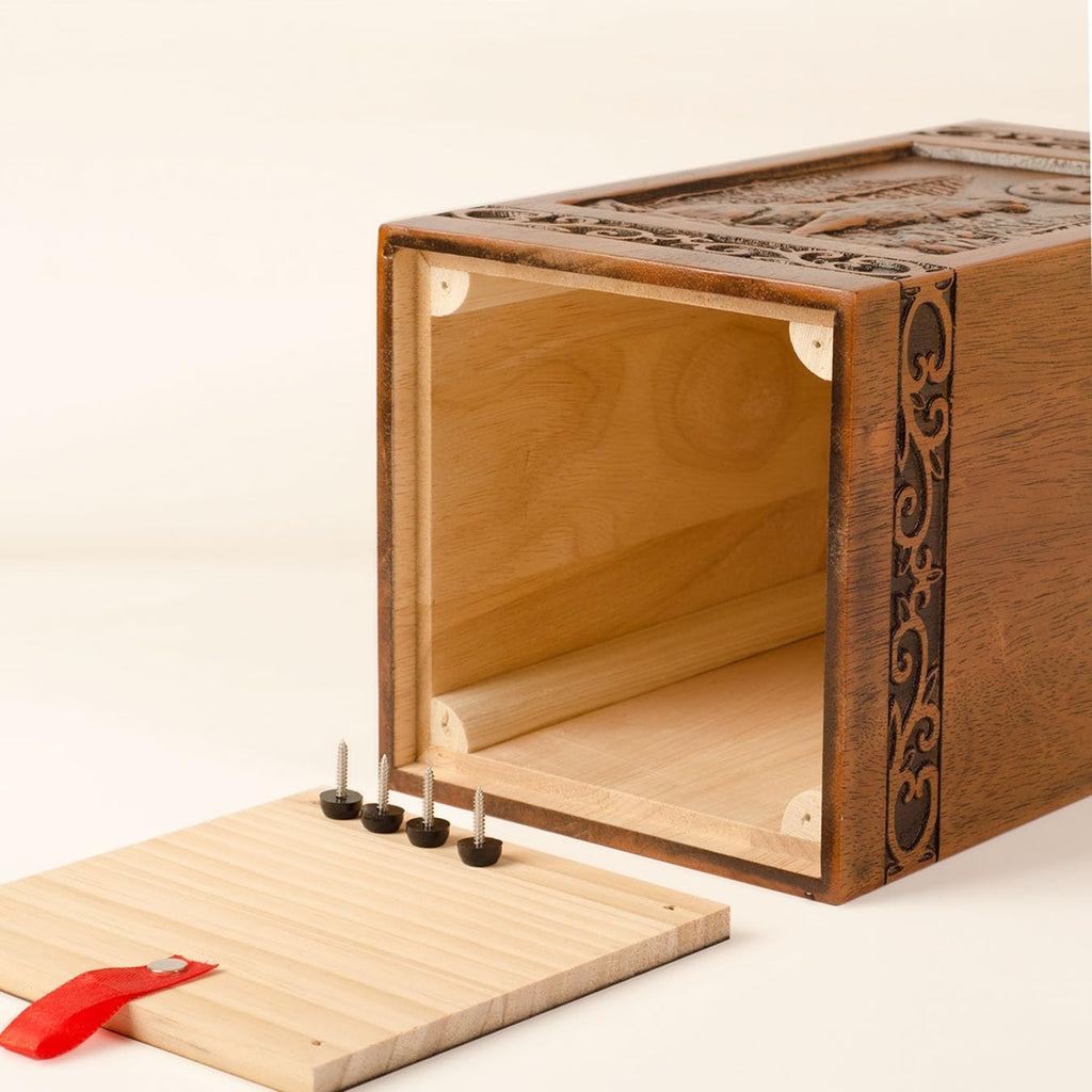 Wooden Cremation Urn for Human Wood Ashes Decorative Box Funeral Urns for Adult Male Female with Satin Bag Burial or