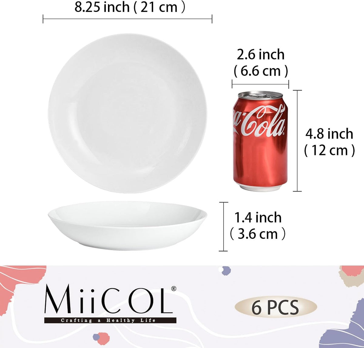 White Pasta Bowls 28 oz, Ceramic Salad Bowls Set of 6