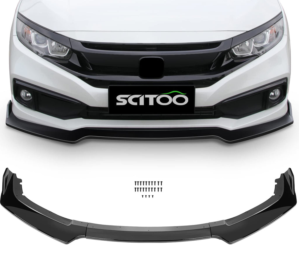 3PCS Black PP Front Bumper Body Kit Spoiler Chin Spoiler