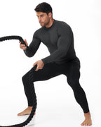 Men's Compression Shirts Long Sleeve Mock Turtleneck Undershirts Quick Dry Athletic Workout Running Base Layer Gray