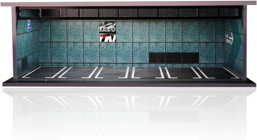 1/64 Diorama Display Case with LED Lights, Model Car Display and Storage, Compatible with Hot-Wheels Match-Box Mini