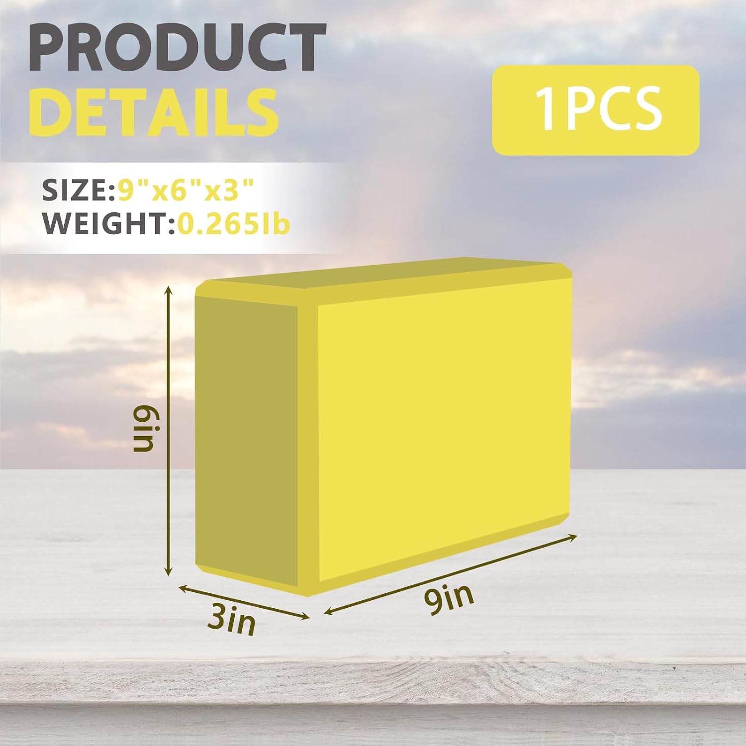 Yoga Block - Unsupported Latex Eva foam - Soft non slip surface with bevel for yoga, pilates, meditation - Yoga