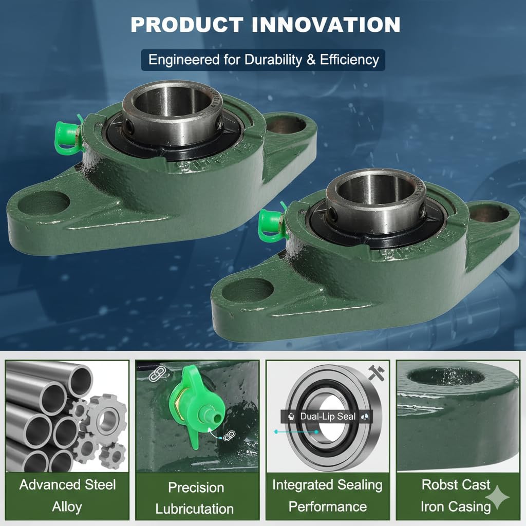 UCFL201-8 Premium 2 Bolt Flange Bearing 1/2" Bore Self-Alignment Farm Machinery Conveyor Manufacturing Equipment