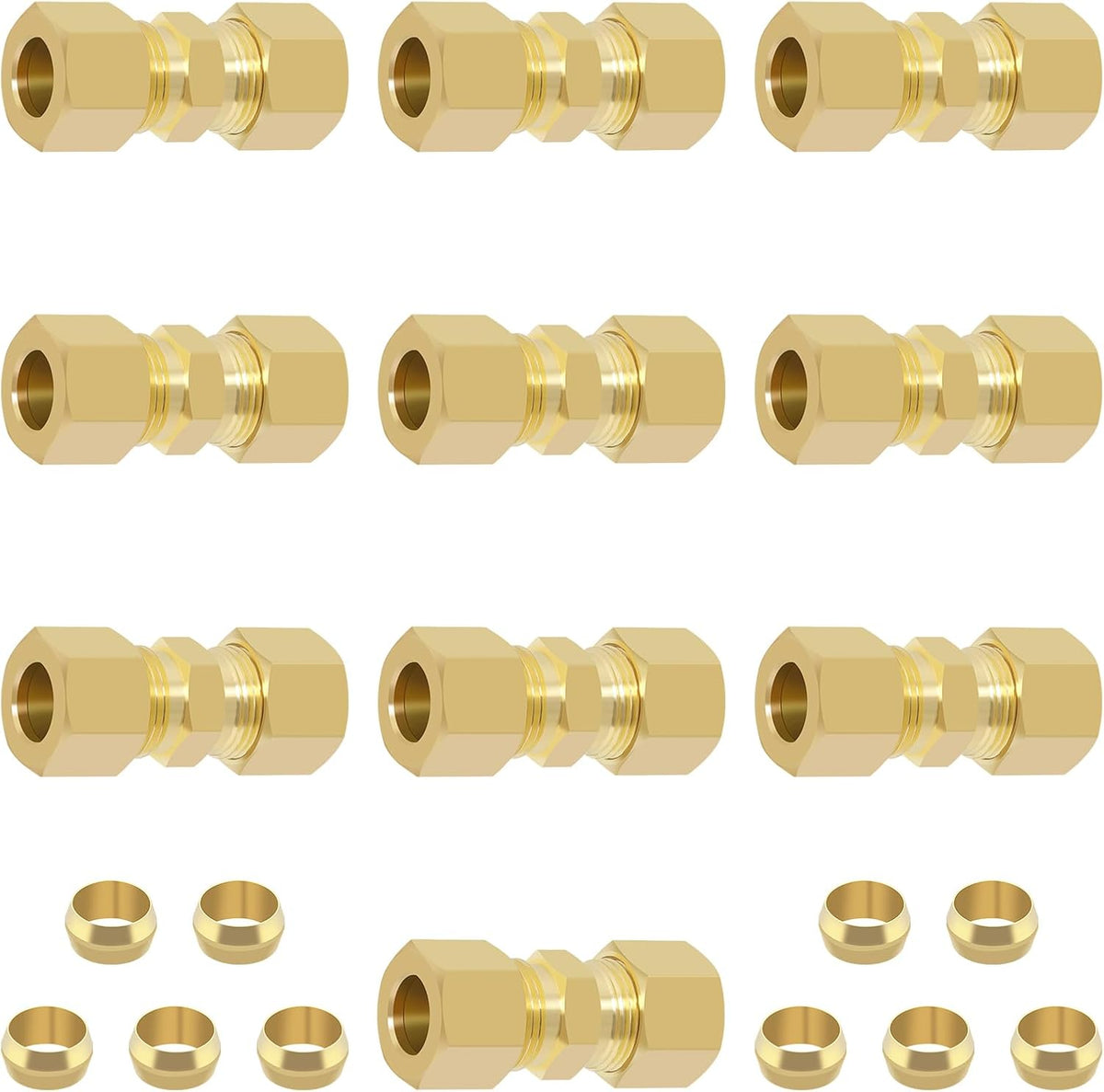10Pcs 3/8" OD x 3/8" OD Compression Union Fittings