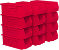 30224 AkroBins Plastic Storage Bins, 11"x 4"x 4", Red, 12-Pack | Space-Saving Stackable Bins for Garage, Pantry