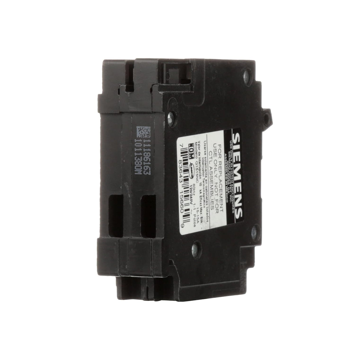 Siemens -HI Q1515NC Two 15-Amp Single Pole 120-Volt Non-Current Limiting Circuit Breaker