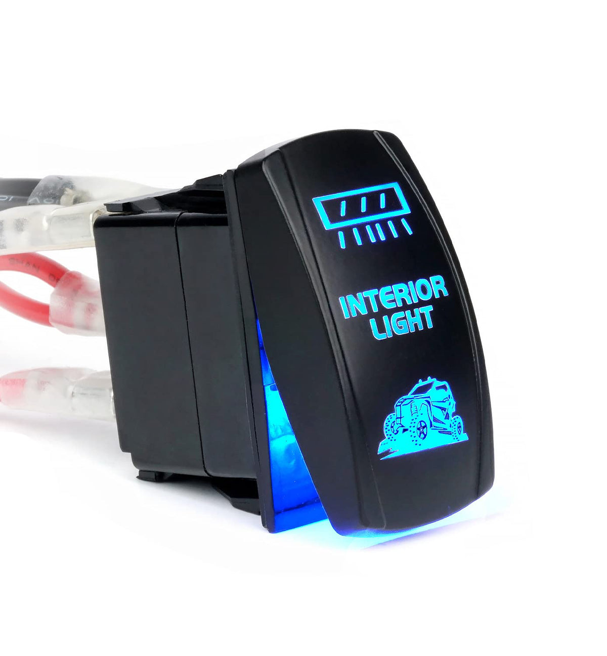 5 Pin Rocker Switch w/Laser Blue Lighting Compatible with Xprite UTV Rear View Center Mirror with Interior Lights
