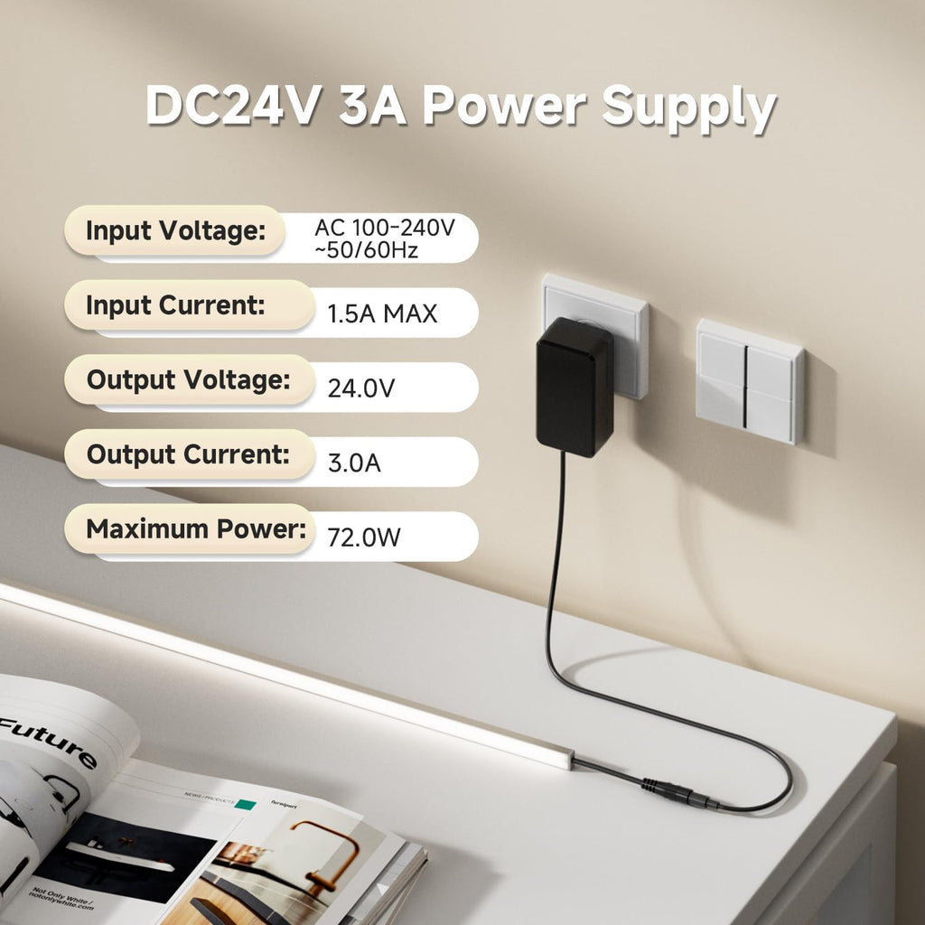 BTF-LIGHTING 24V 3A 72W Power Supply Adapter ETL Listed, Class 2