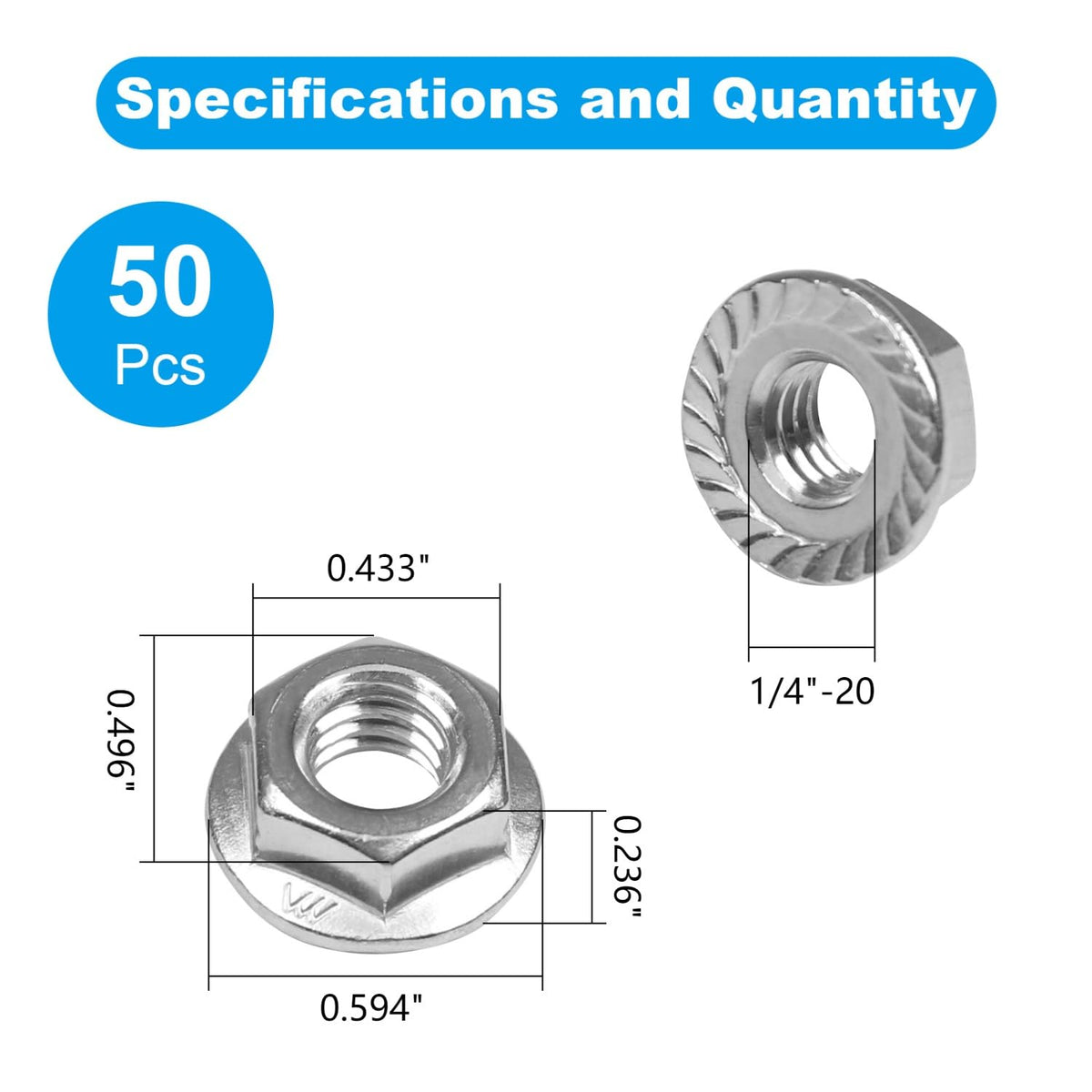 1/4-20 Serrated Flange Hex Nuts,1/4" Hexagon Flange Nuts