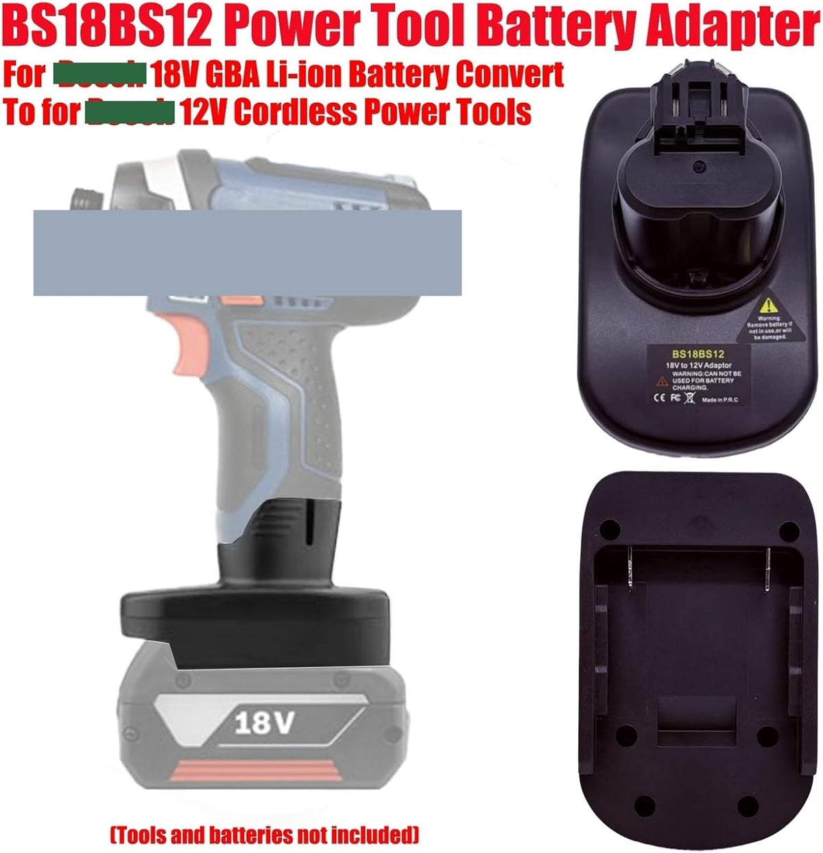 Lithium-ion Battery Adapter, Compatible with Bosch 18V Battery for Bosch 12V Tools, Power Tool Converter