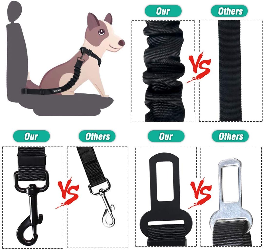 Dog Seat Belt, Durability Retractable Dog Car Harness Adjustable Dog Seat Belt for Vehicle Nylon Pet Safety Seat