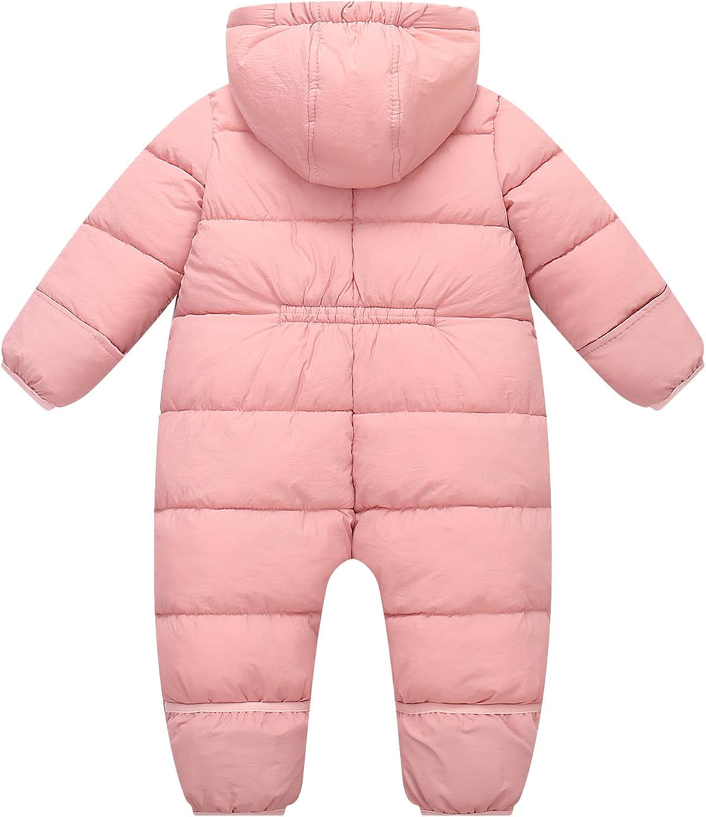 Newborn Baby Girls Boys Snowsuit Toddler Winter Coat Warm Hooded Infant Double Zipper Romper One Piece Puffer Coat