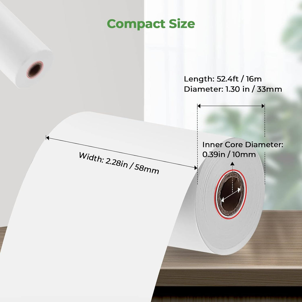 2 1/4 x 50ft Thermal Paper (10 Rolls), BPA Free Receipt Paper, 58mm Thermal Receipt Papers Fits 58mm Mini Thermal POS