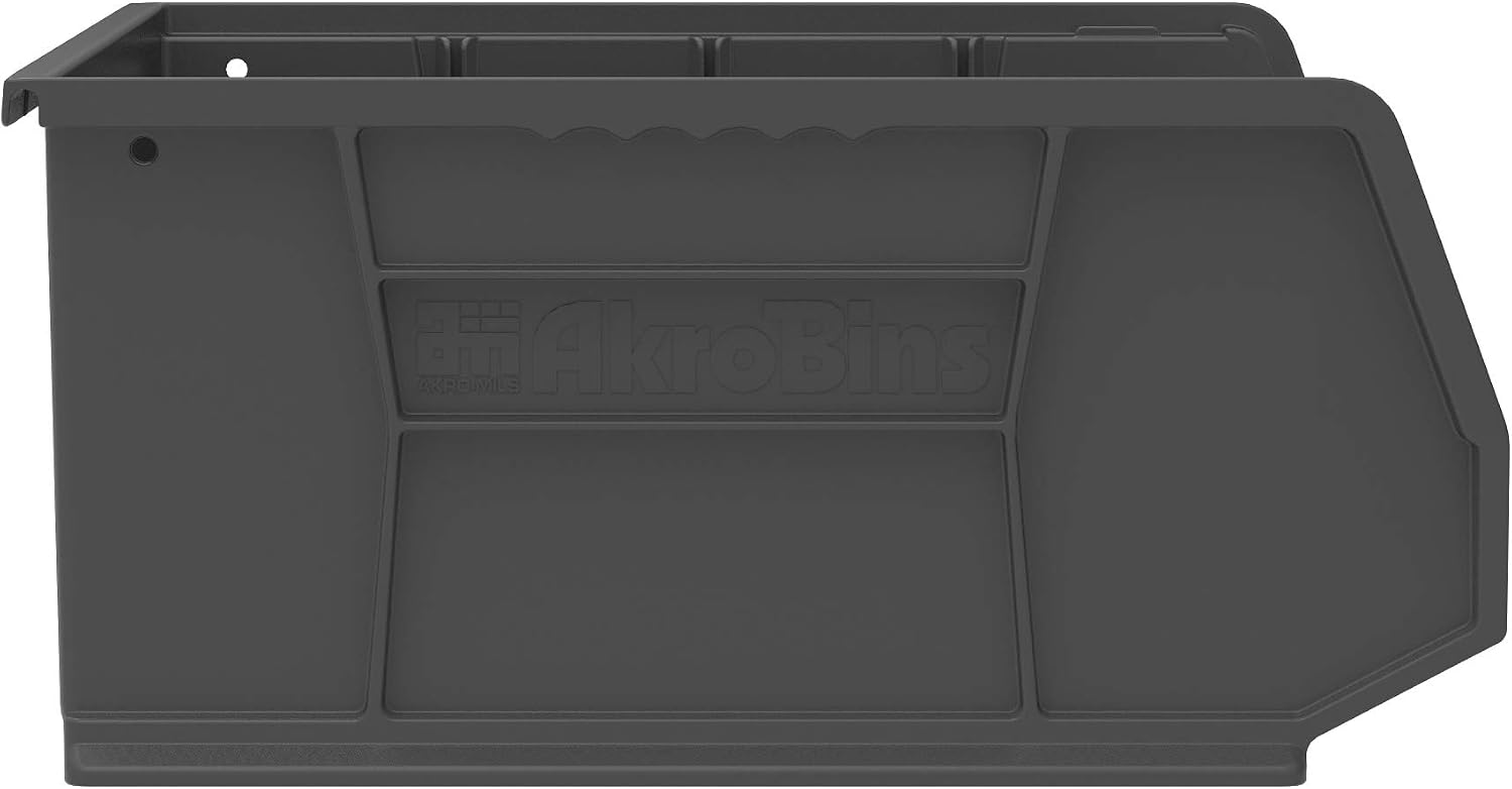 30250 AkroBins Plastic Storage Bins, 15"x16"x7", Black, 6-Pack | Space-Saving Stackable Bins for Garage, Pantry
