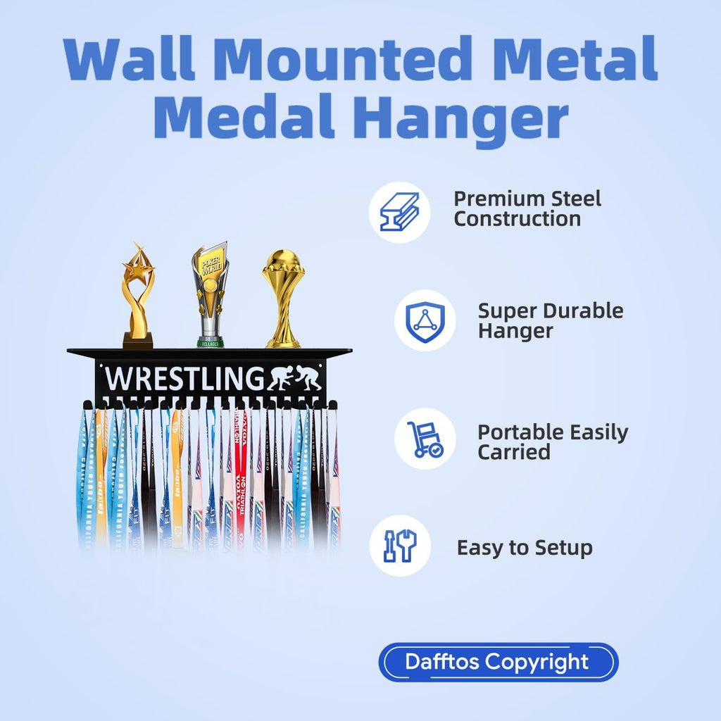 Medal Hanger Ribbon Holder Wall Metal Rack Organizer Awards Ribbon Cheer Gymnastics Soccer Runner Medals
