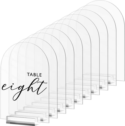 5x7 Inch Clear Arch Acrylic Sign with Stand-10 Pack Clear Blank Arched Acrylic Sheets with Holder, DIY Arch Sign