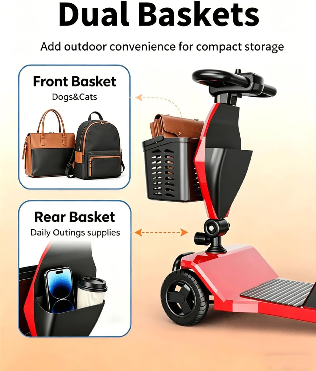 4-Wheel Foldable Mobility Scooter for Adults & Seniors,300W Motor