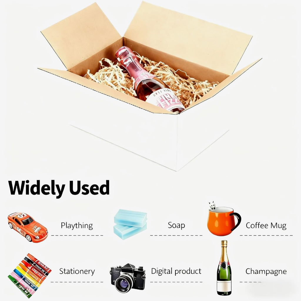 9x6x4 Shipping Boxes White Cardboard Mailing Boxes Single Wall Corrugated Box, 25 Pack