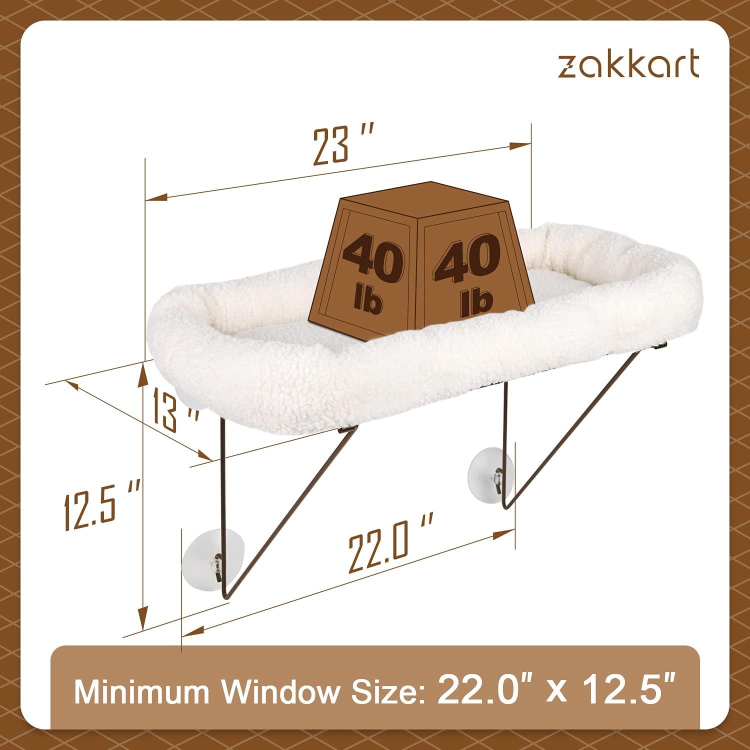 Cat Window Perch - 100% Metal Supported from Below - Comes with Warm Spacious Pet Bed - Cat Window Hammock for Large