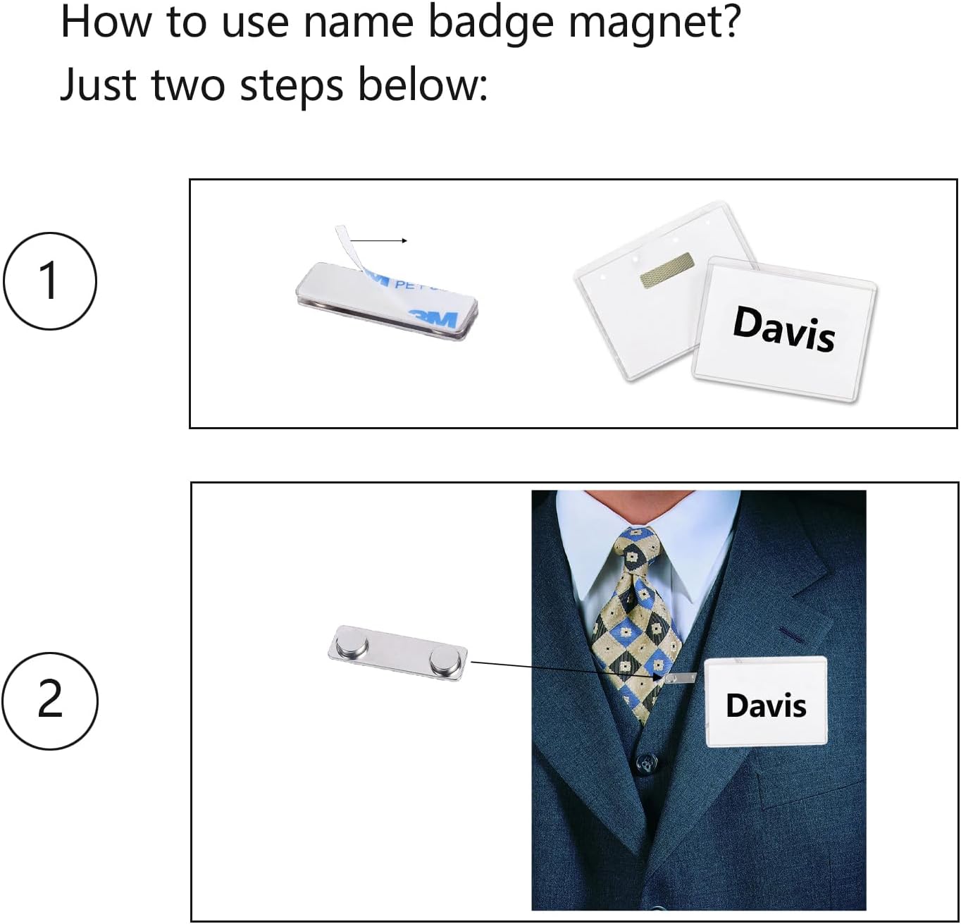 Upgraded Strong Name Tags/ID Badge Magnets, 10 Pack Magnetic Name Badge Holders with Steel Back Plate, Fastener with