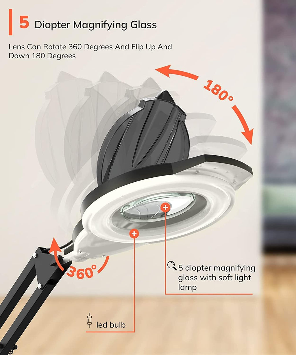 2-in-1 Professional Facial Steamer, Hot Ozone Face Steamer for Facial with 5X Magnifying Lamp, Esthetician Steamer