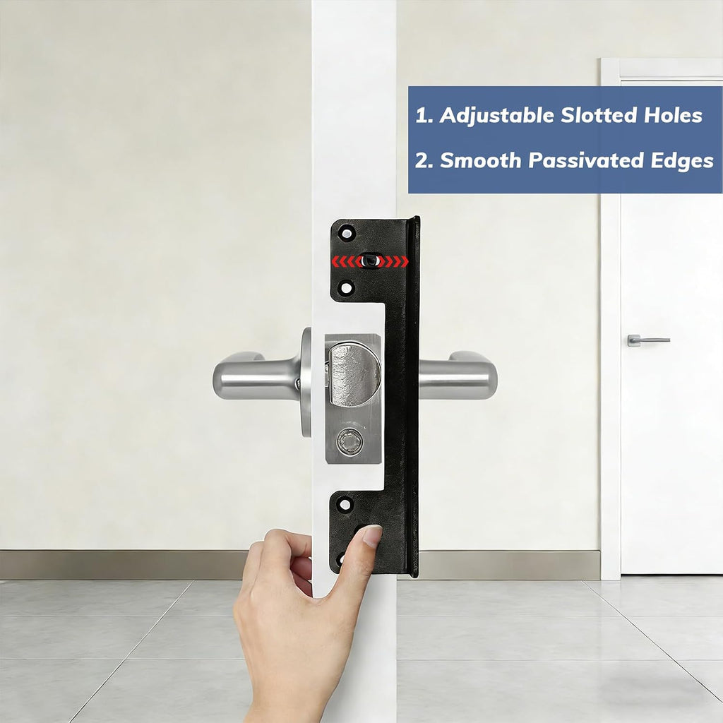 Door Latch Guard Plate for Home Apartment Office Bedroom Outswing Door Security(7-Inch, Black)