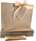 12 Pack Medium Champagne Gift Bags with Handles & Bow