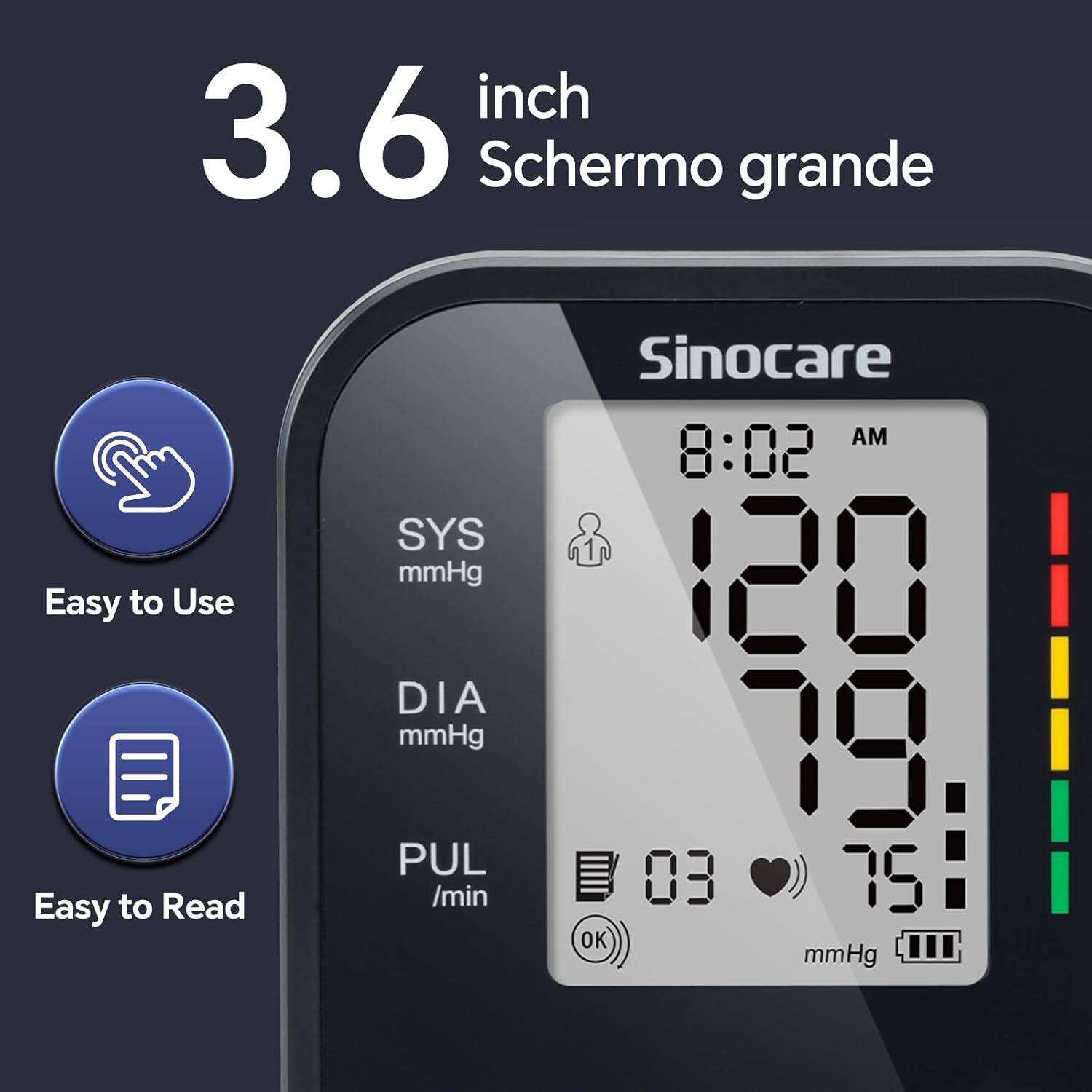 Blood Pressure Monitor, Upper Arm Blood Pressure Monitors for Home Use, Adjustable Arm Cuff 8.6"-16.5", One-Button