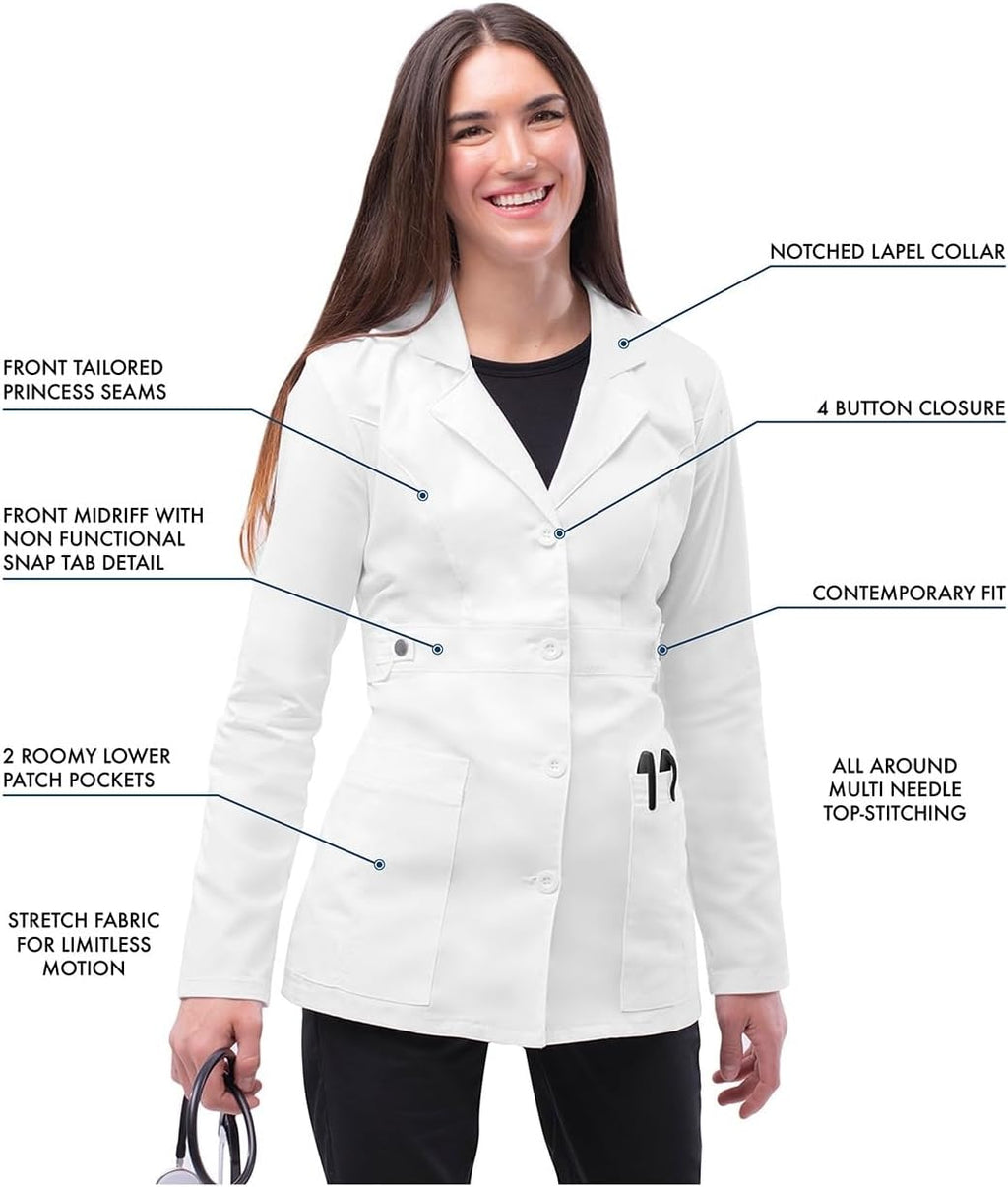 Adar Universal Stretch Lab Coat for Women - 28" Tab-Waist Lab Coat