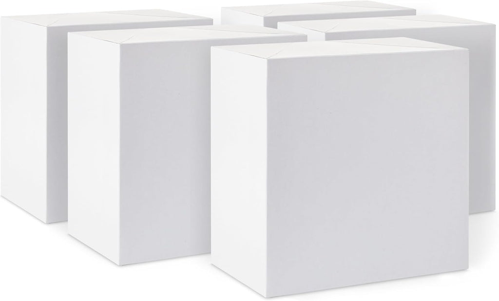 8" Square Gift Boxes with Lids, 5-Pack (White)