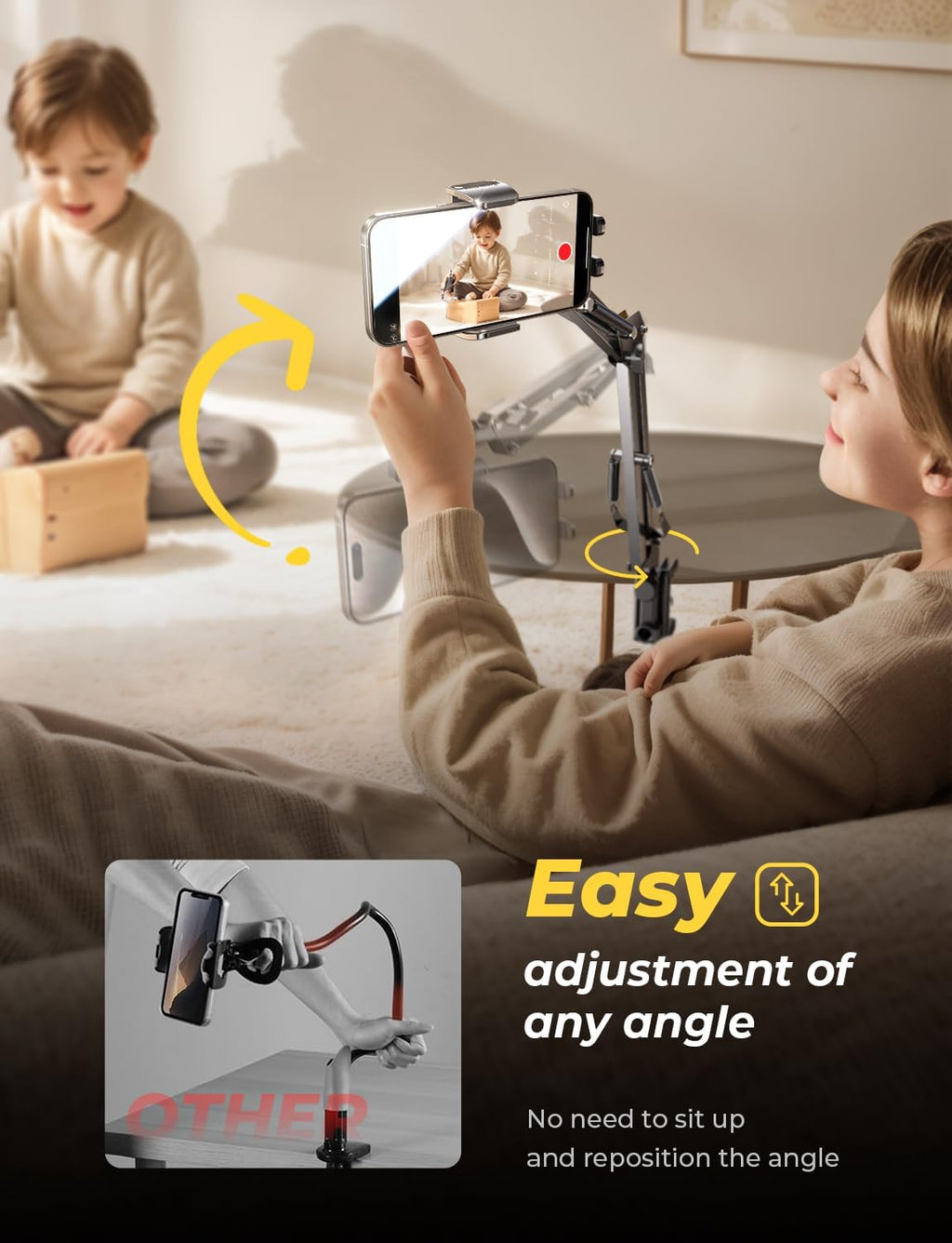 Gooseneck Phone Holder for Bed Desk [3rd Upgrade] Cell Phone Stand for Desk Bed Gaming Accessories,Gifts for Men Mom