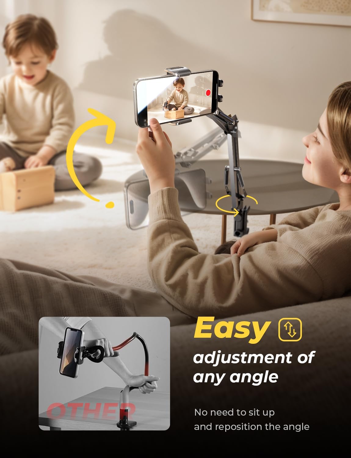 Gooseneck Phone Holder for Bed Desk [3rd Upgrade] Cell Phone Stand for Desk Bed Gaming Accessories,Gifts for Men Mom