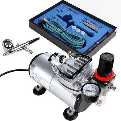Airbrush Kit with Compressor, Multi-purpose Airbrush Compressor Set, Dual Action Gravity Feed Airbrush with Air Hose