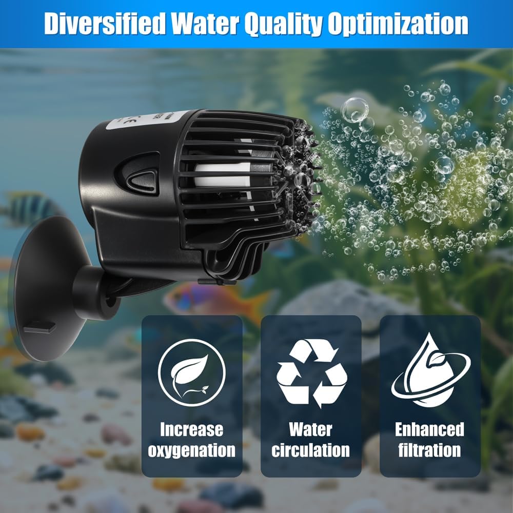 800GPH Mini Aquarium Circulation Pump Ultra-quiet Fish Tank Wave Maker With Suction Cup 360 Degree Rotatable Aquarium