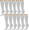 12 Pairs Knee High Uniform School Soccer Socks Womens Girl White Size 6-8 LG Lot 12 Pairs Knee High Socks for Women