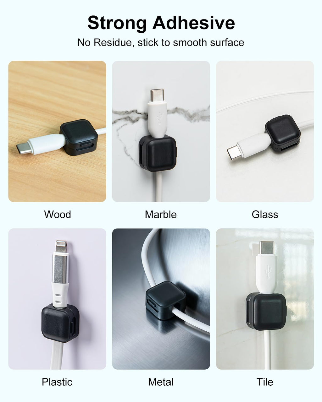 Art3d 8-Pack Black Magnetic Cable Clips, Cord Organizer, Cable Management