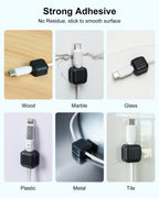 Art3d 8-Pack Black Magnetic Cable Clips, Cord Organizer, Cable Management
