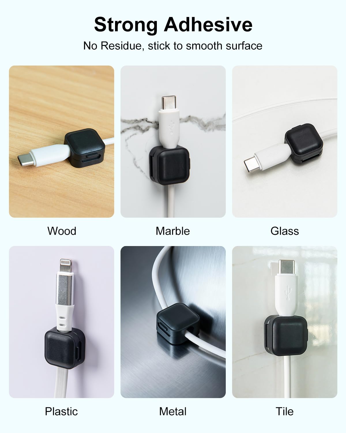 Art3d 8-Pack Black Magnetic Cable Clips, Cord Organizer, Cable Management