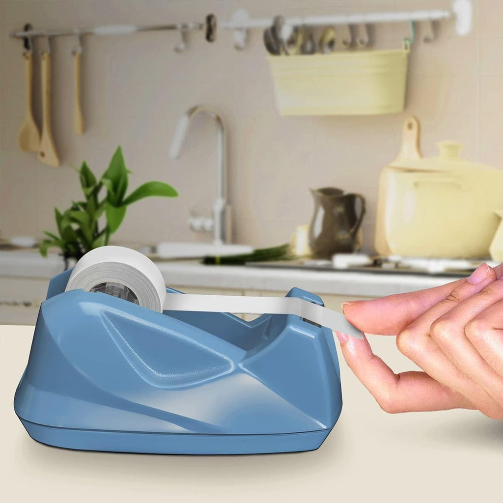 Desktop Tape Dispenser, Premium, Non-Skid Base, Plastic, Light Blue