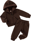 Baby Clothes for Girls Boys Clothes Solid Color Zipper Hoodie and Pants Set Infant Fall Winter Outfits
